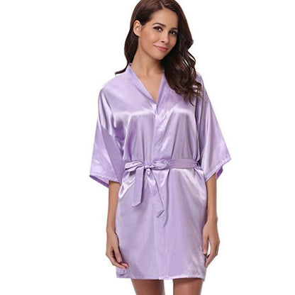 RB032 New Silk Kimono Robe Bathrobe Women Silk Bridesmaid Robes Sexy Navy Blue Robes Satin Robe Ladies Dressing Gowns