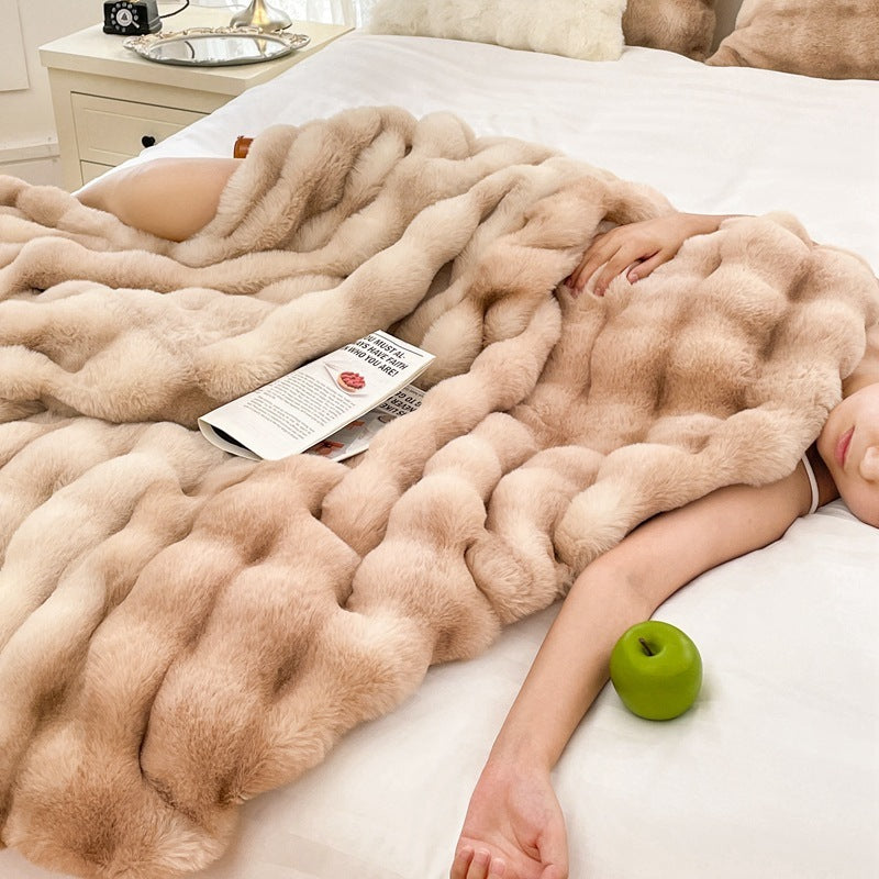 Foreign Trade Rabbit Blanket Fur Rabbit Velvet Blanket High Luxury Rabbit Velvet Blanket Blanket Pillow Winter Velvet Blanket